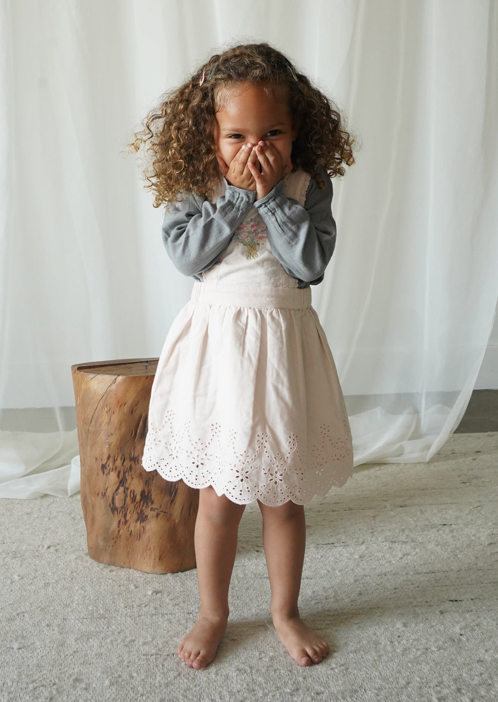 La Petit Lapin Elea | Corduroy Cotton Anglaise Dress | Primrose | Playroom Avenue