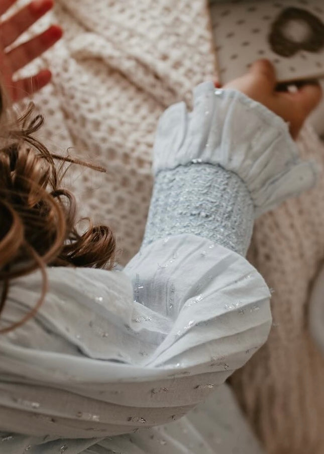 La Petit Lapin Harlow | Cotton Sparkle Dress | Baby Blue | Playroom Avenue