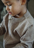 La Petit Lapin Cashmere & Merino Wool Zip Cardigan | Beige Melange | Playroom Avenue