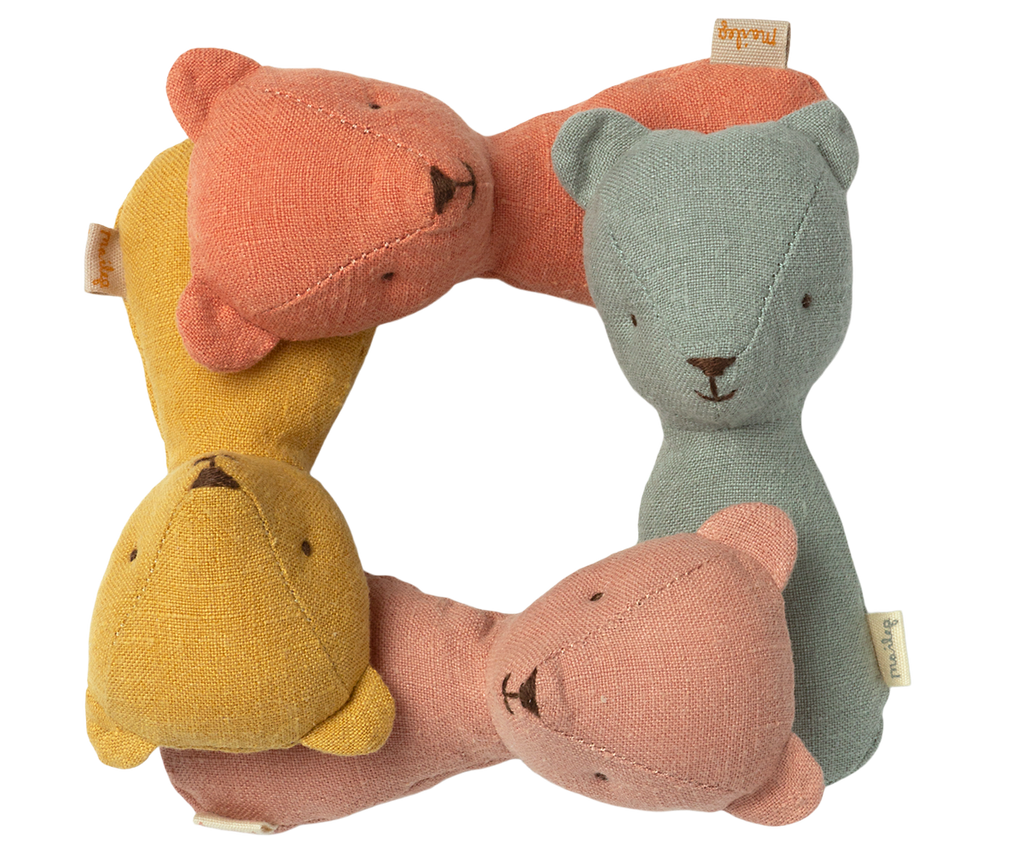 Maileg Teddy Rattles - Coral, Yellow, or Rose | Playroom Avenue