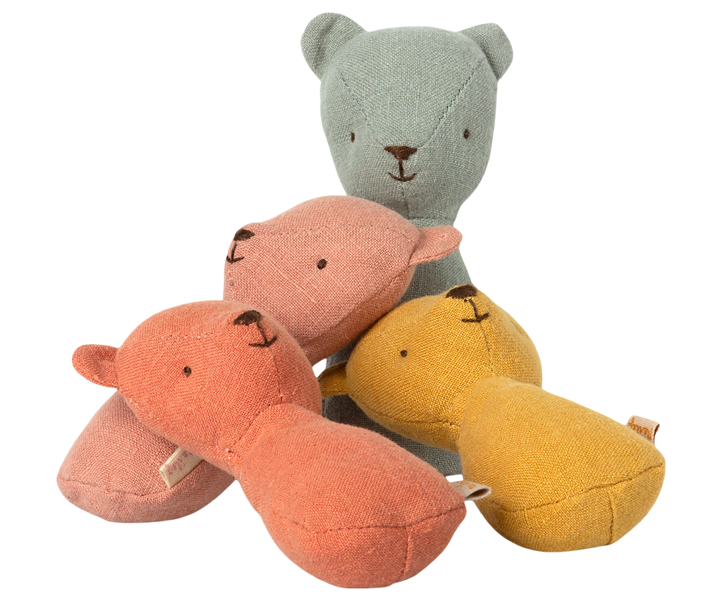 Maileg Teddy Rattles - Coral, Yellow, or Rose | Playroom Avenue