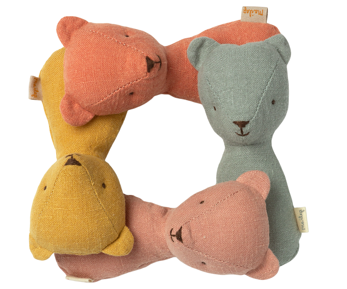 Maileg Teddy Rattles - Coral, Yellow, or Rose | Playroom Avenue