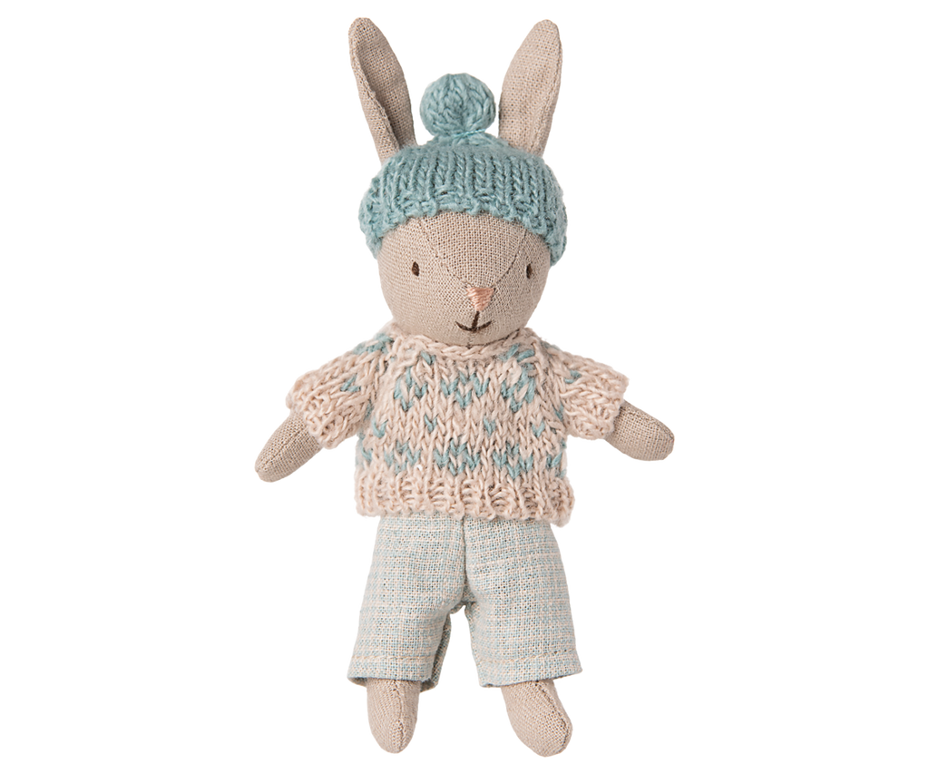 Maileg Winter rabbit, Micro - Sand - Mint | Playroom Avenue