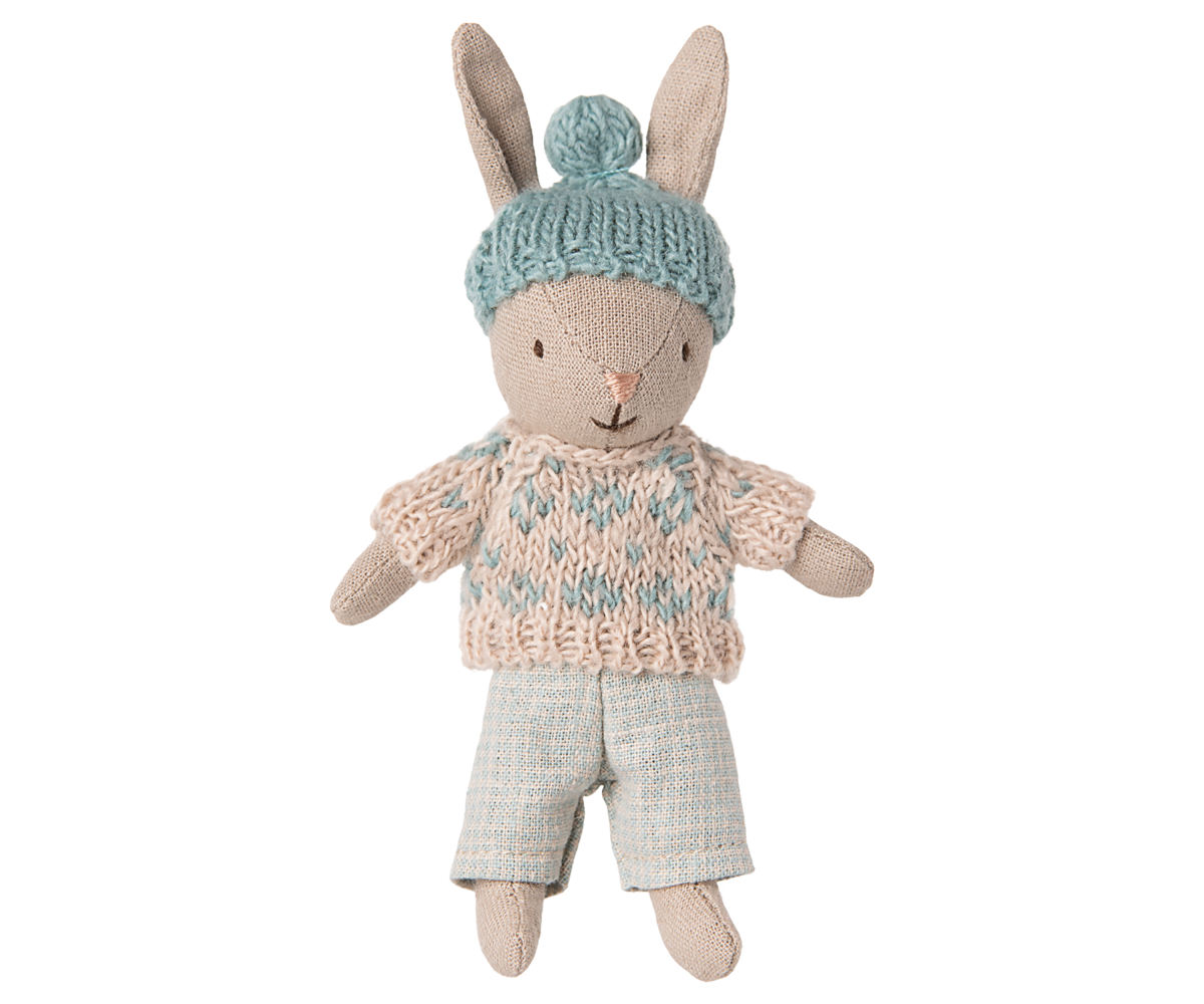 Maileg Winter rabbit, Micro - Sand - Mint | Playroom Avenue