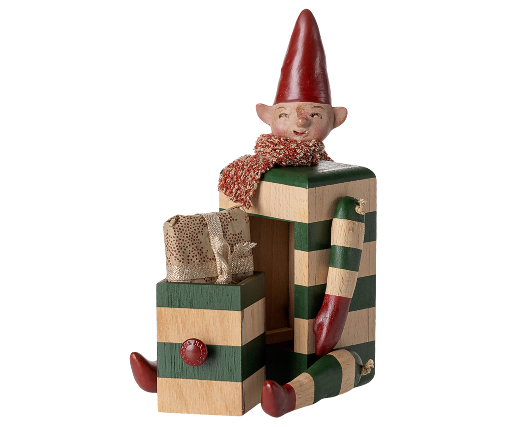 Maileg Elf with drawer - Green | Playroom Avenue