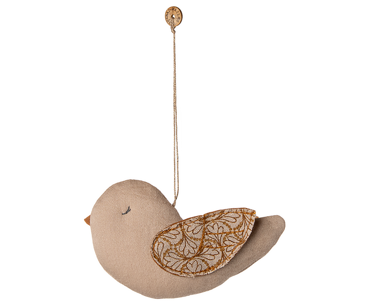 Maileg Fabric ornament, Bird - Winter heart - Sand | Playroom Avenue