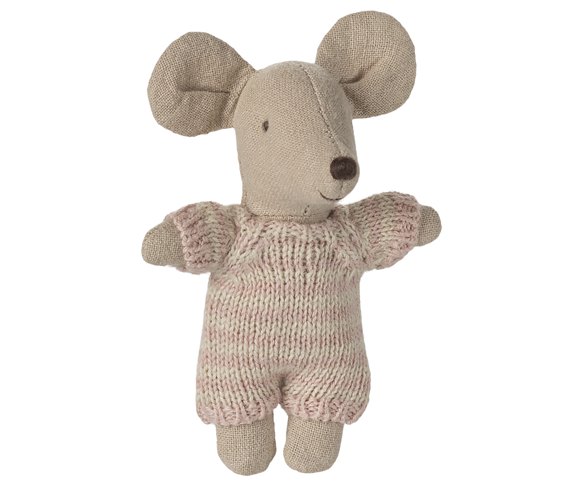 Maileg Baby mouse in carry cot - Rose | Playroom Avenue