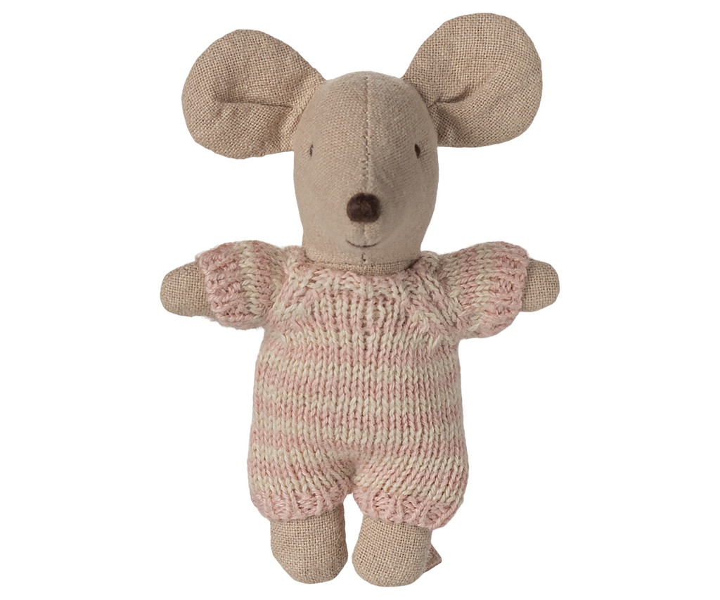 Maileg Baby mouse in carry cot - Rose | Playroom Avenue