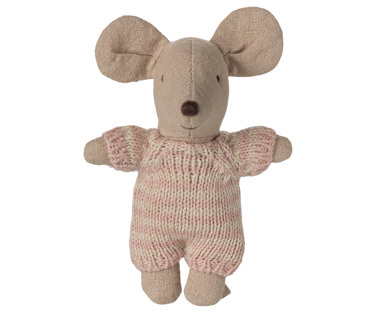 Maileg Baby mouse in carry cot - Rose | Playroom Avenue