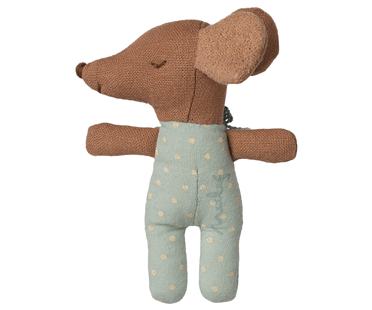 Maileg Sleepy wakey baby mouse in matchbox - Blue | Playroom Avenue