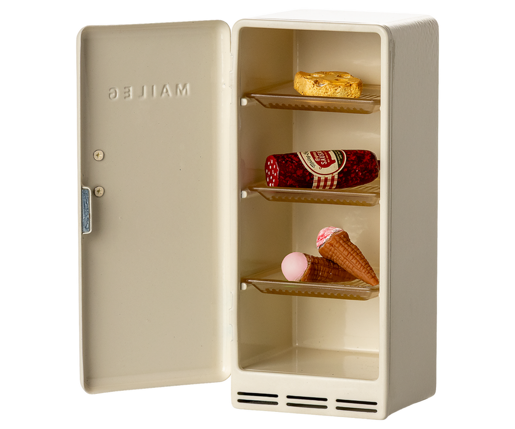 Maileg Metal Fridge, Mouse - Off white | Playroom Avenue