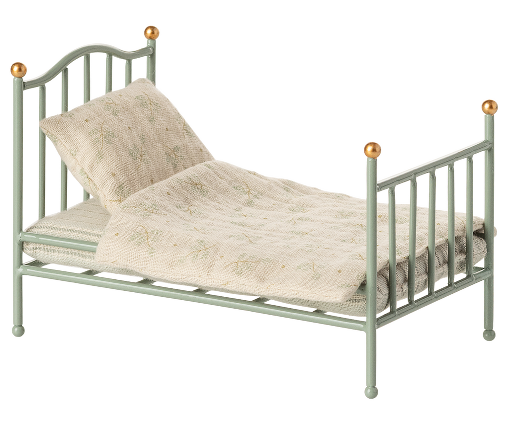 Maileg Vintage single bed, Mouse - Mint | Playroom Avenue