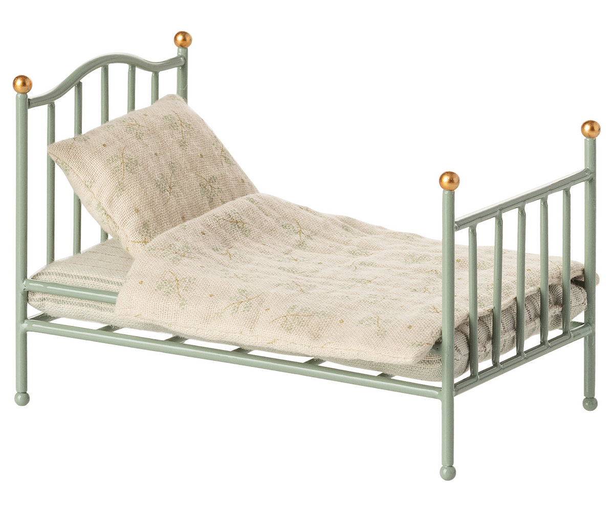 Maileg Vintage single bed, Mouse - Mint | Playroom Avenue