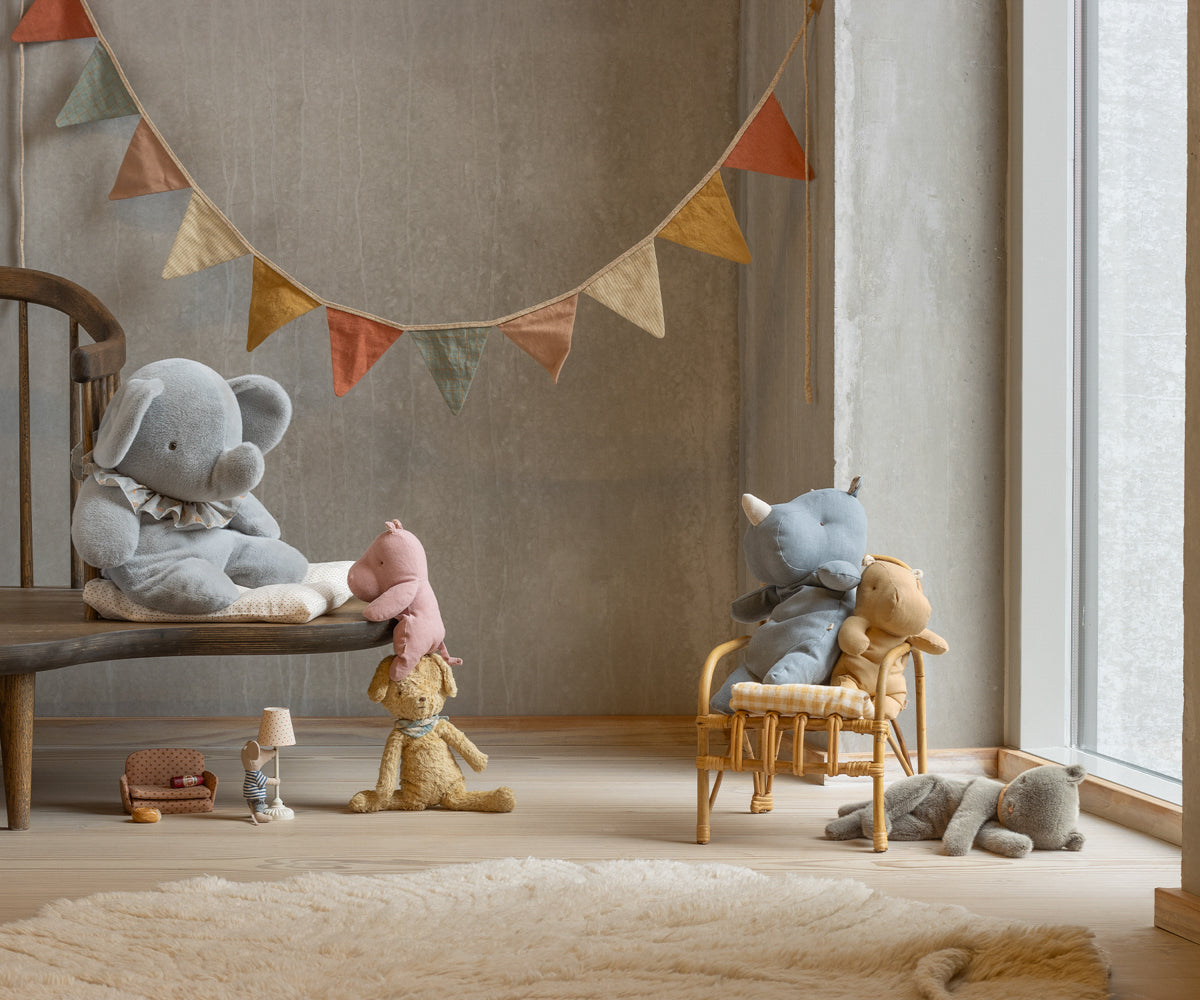 Maileg Elephant plush, Big - Blue/grey | Playroom Avenue