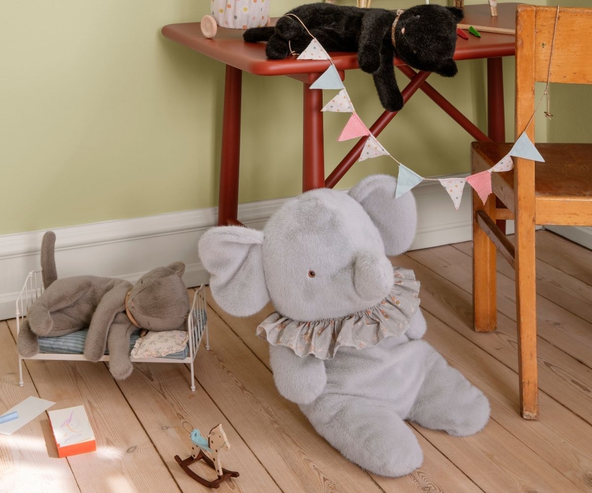Maileg Elephant plush, Big - Blue/grey | Playroom Avenue