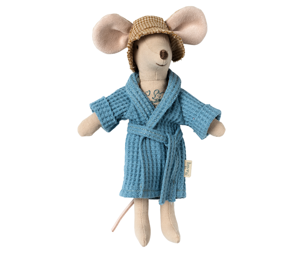 Maileg Bathrobe - Dusty Blue, Dad/Mum Mouse | Playroom Avenue
