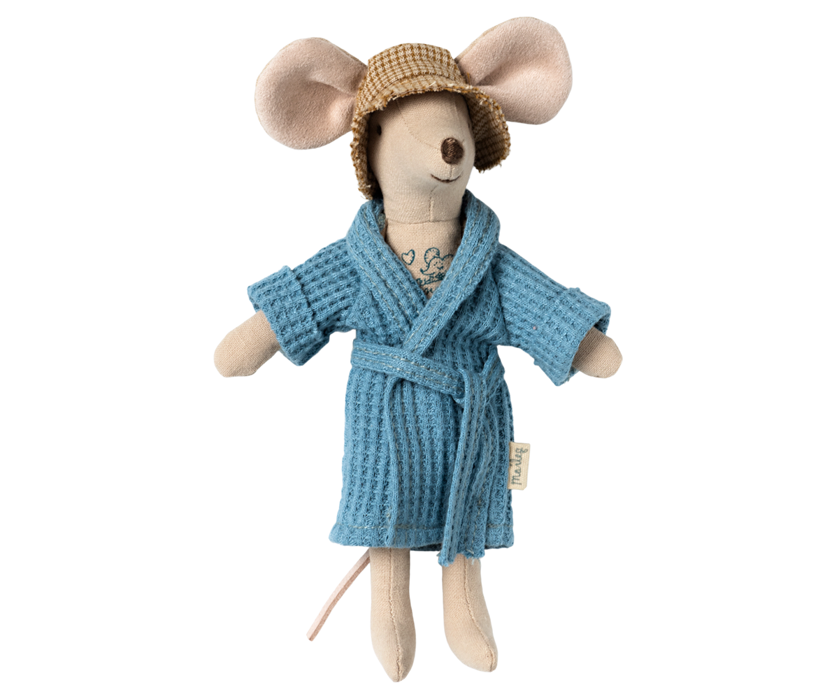 Maileg Bathrobe - Dusty Blue, Dad/Mum Mouse | Playroom Avenue