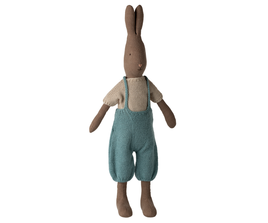 Rabbit, Size 3 - Brown - Knitted shirt and overall | Playroom Avenue