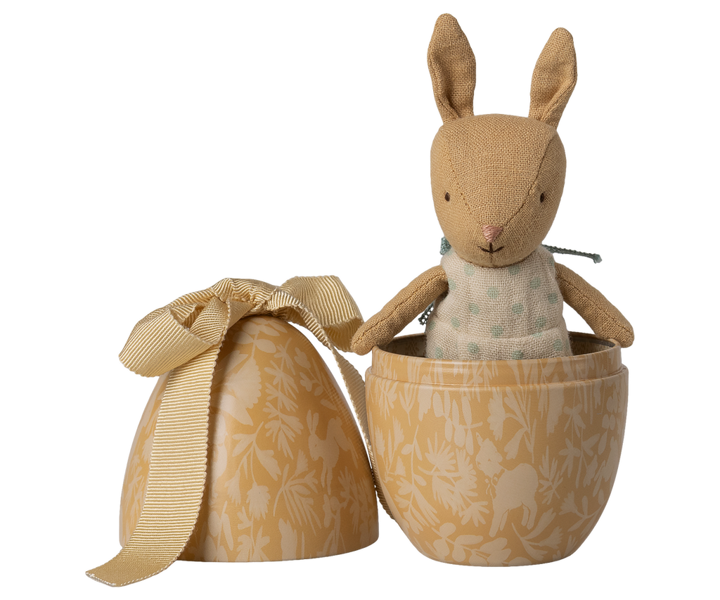 Maileg Easter egg with micro rabbit, Small - Cream yellow | Playroom Avenue
