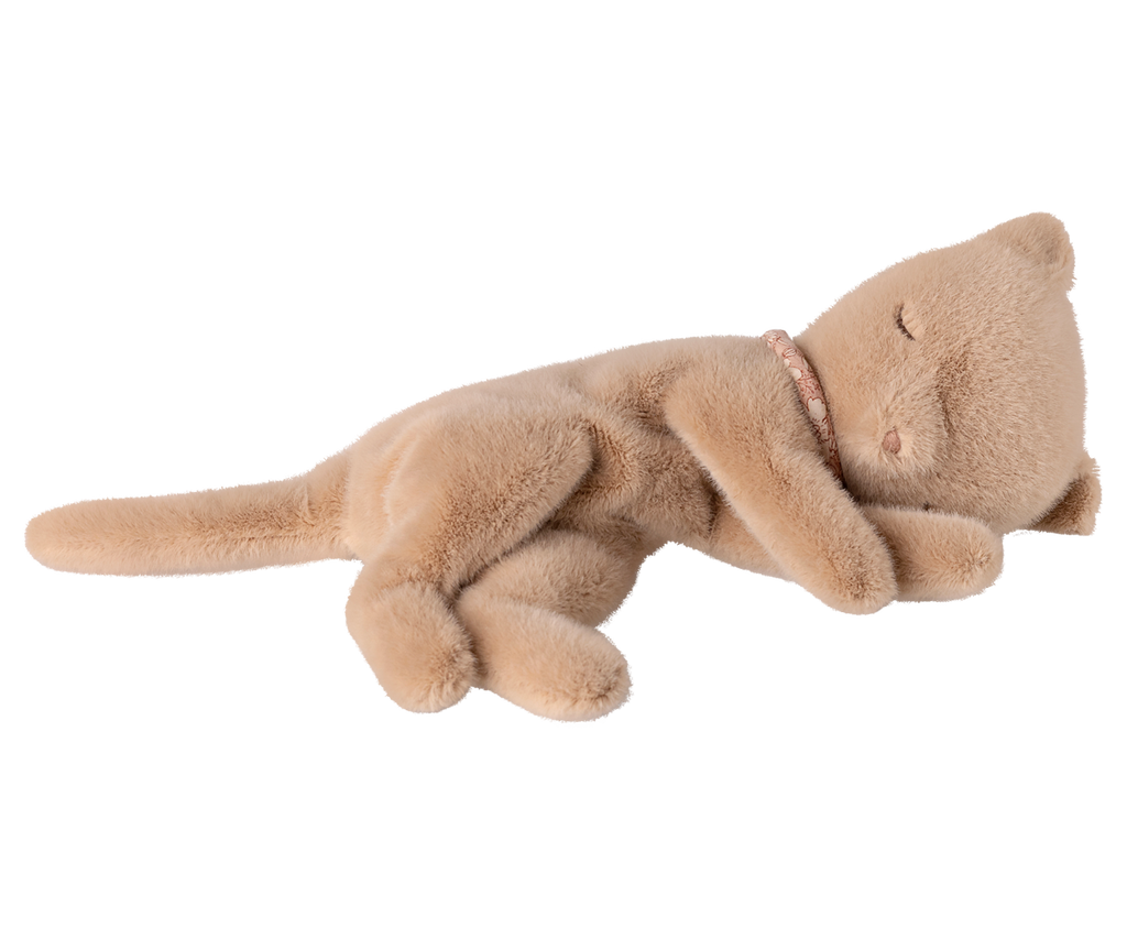 Maileg Sleeping kitten plush, Small - Cream peach | Playroom Avenue