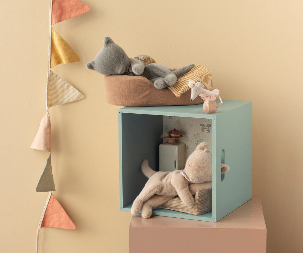 Maileg Sleeping kitten plush, Small - Grey | Playroom Avenue