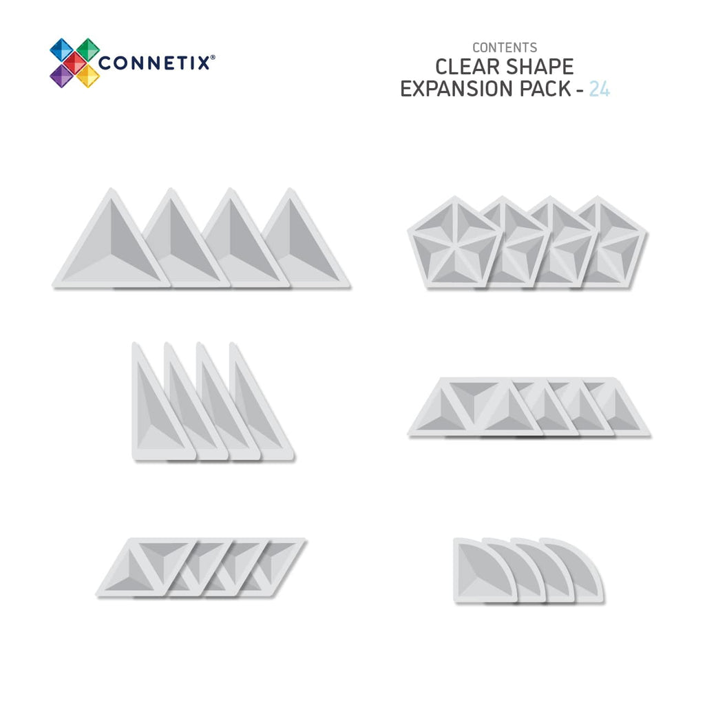 Connetix Magnetic Tiles | Clear Expansion Pack (24 pcs)