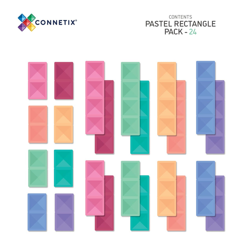 Connetix Magnetic Tiles | Pastel Rectangle Pack (24 pcs.)