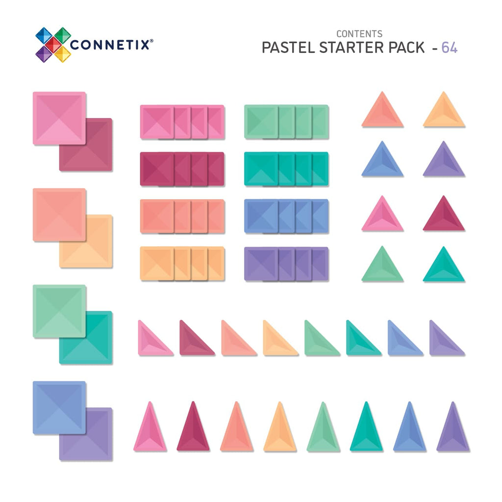Connetix Magnetic Tiles | Pastel Starter Pack (64 pcs.)
