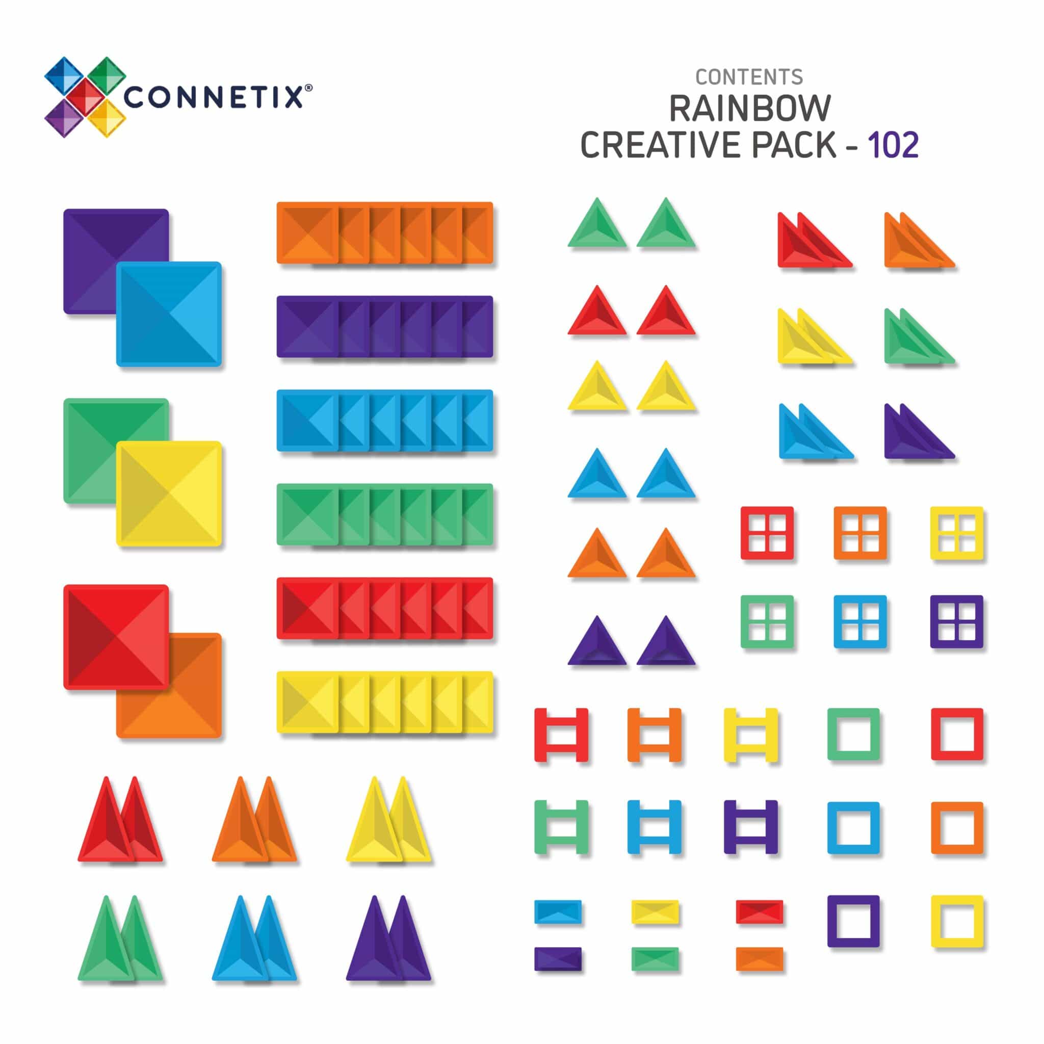 Connetix Magnetic Tiles | Rainbow Creative Pack (102 pcs)