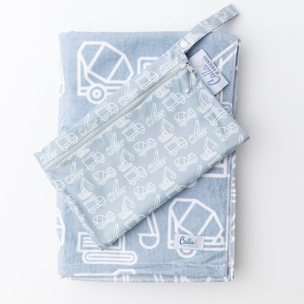Calla and Friends The Kenzie Beach Towel - Trucks & Diggers | Playroom Avenue