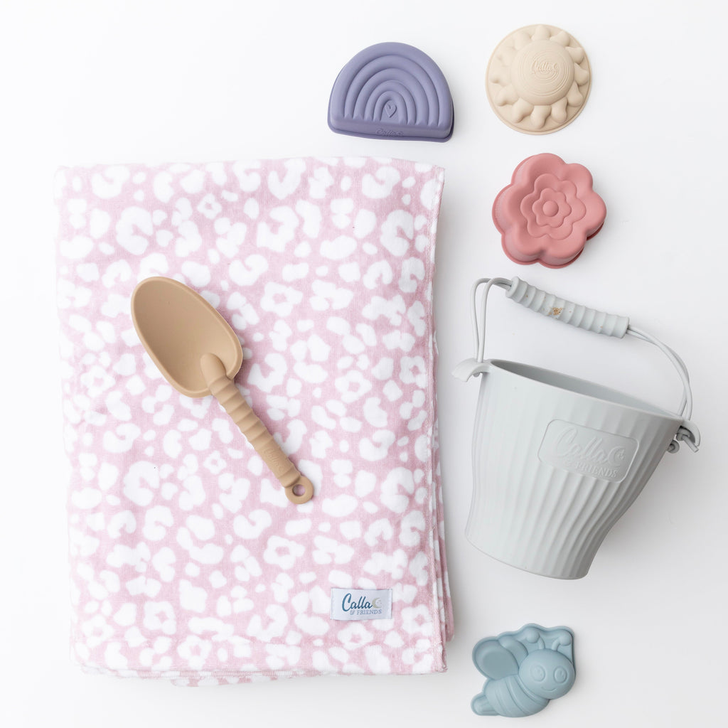 Calla and Friends The Kenzie Beach Towel - Leopard Petal Pink | Playroom Avenue