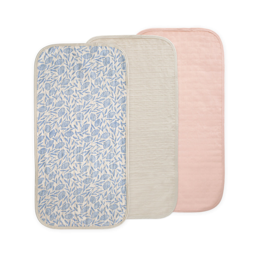 Mushie Changing Pad Liners Blue Flowers Combo | Playroom Avenue