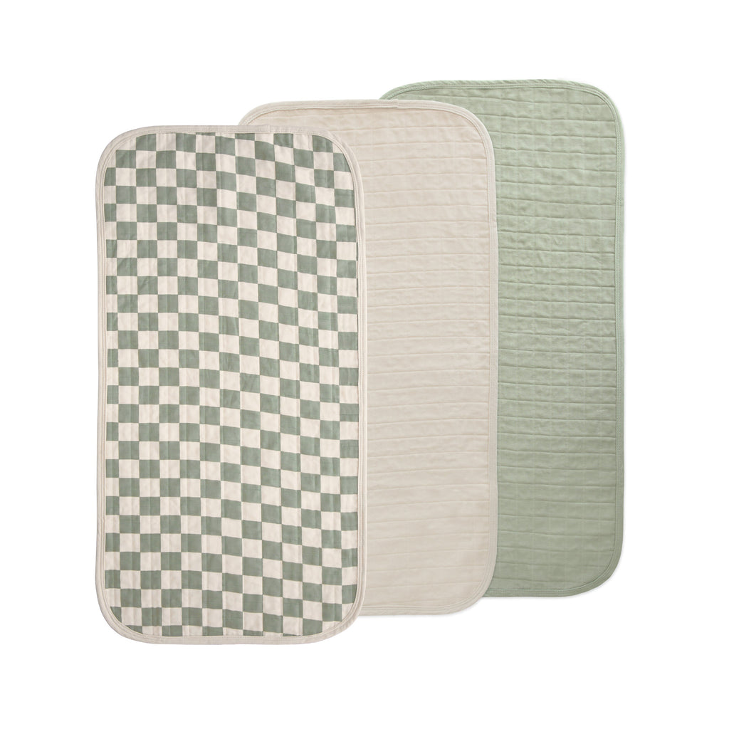Mushie Changing Pad Liners Olive Check Combo | Playroom Avenue