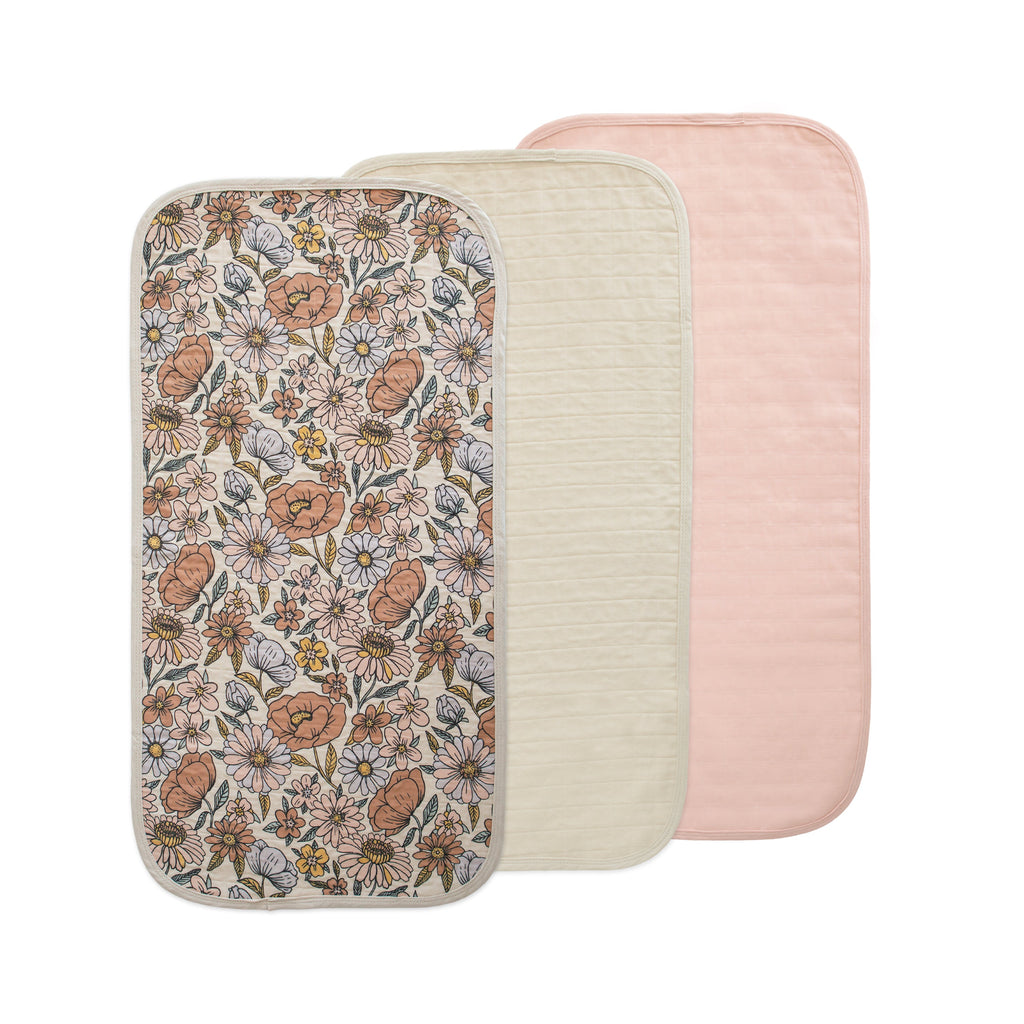 Mushie Changing Pad Liners Retro Flowers Combo | Playroom Avenue