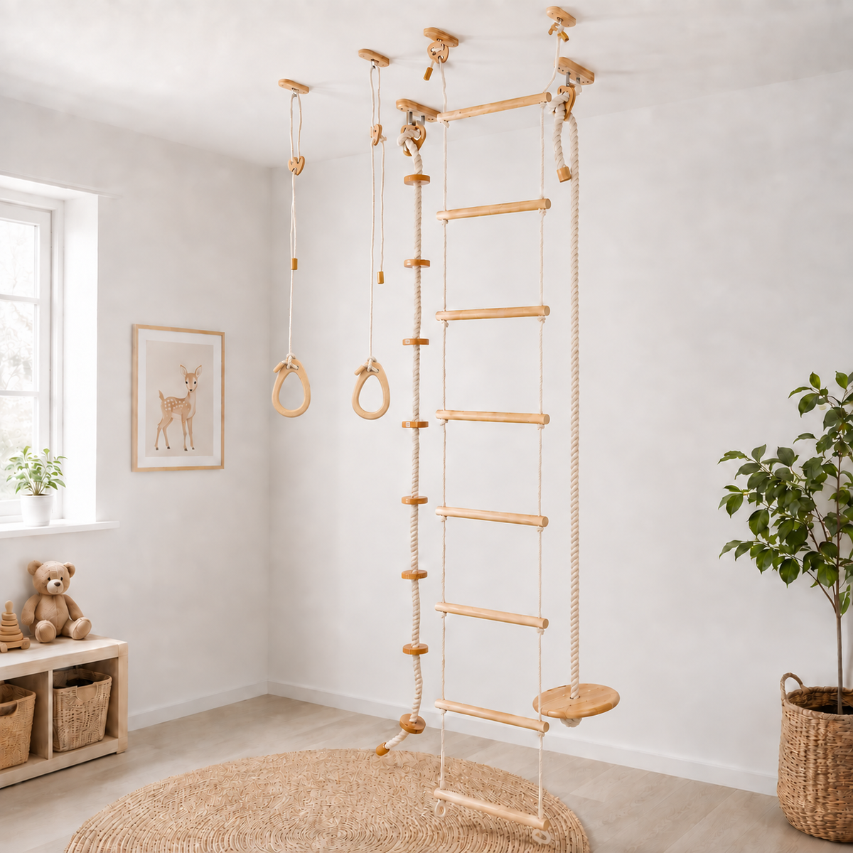 Wood and Hearts Kids Climbing Ropes | Playroom Avenue