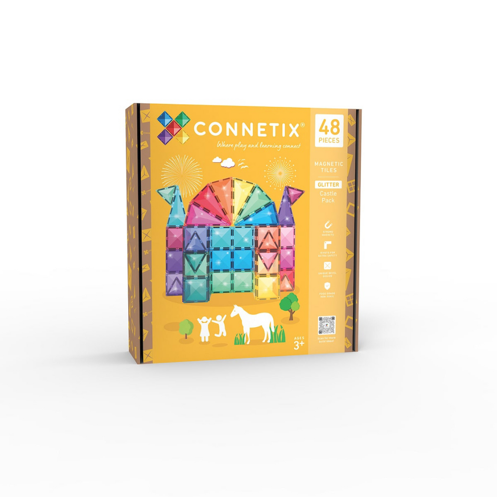 Connetix Magnetic Tiles | Glitter Castle Pack (48 pcs) | Playroom Avenue