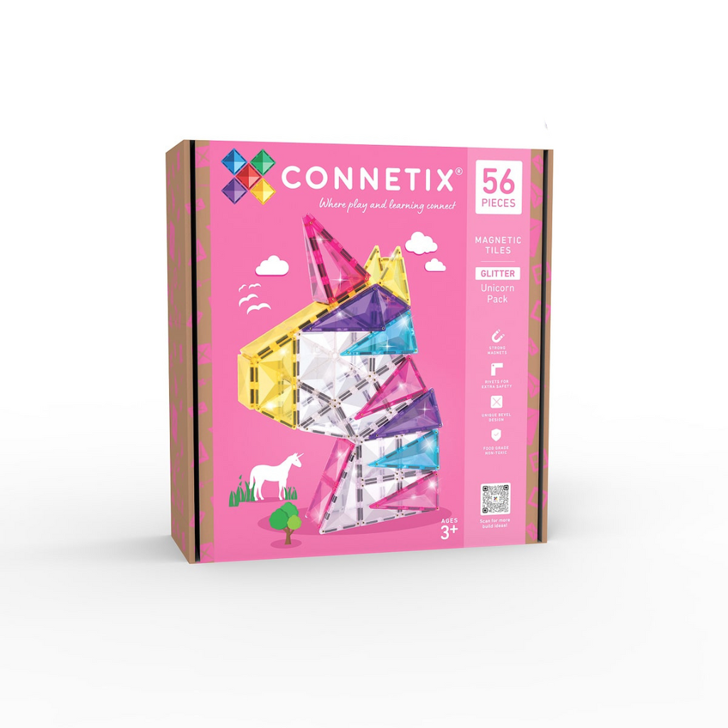 Connetix magnetic tiles packaging on a white background