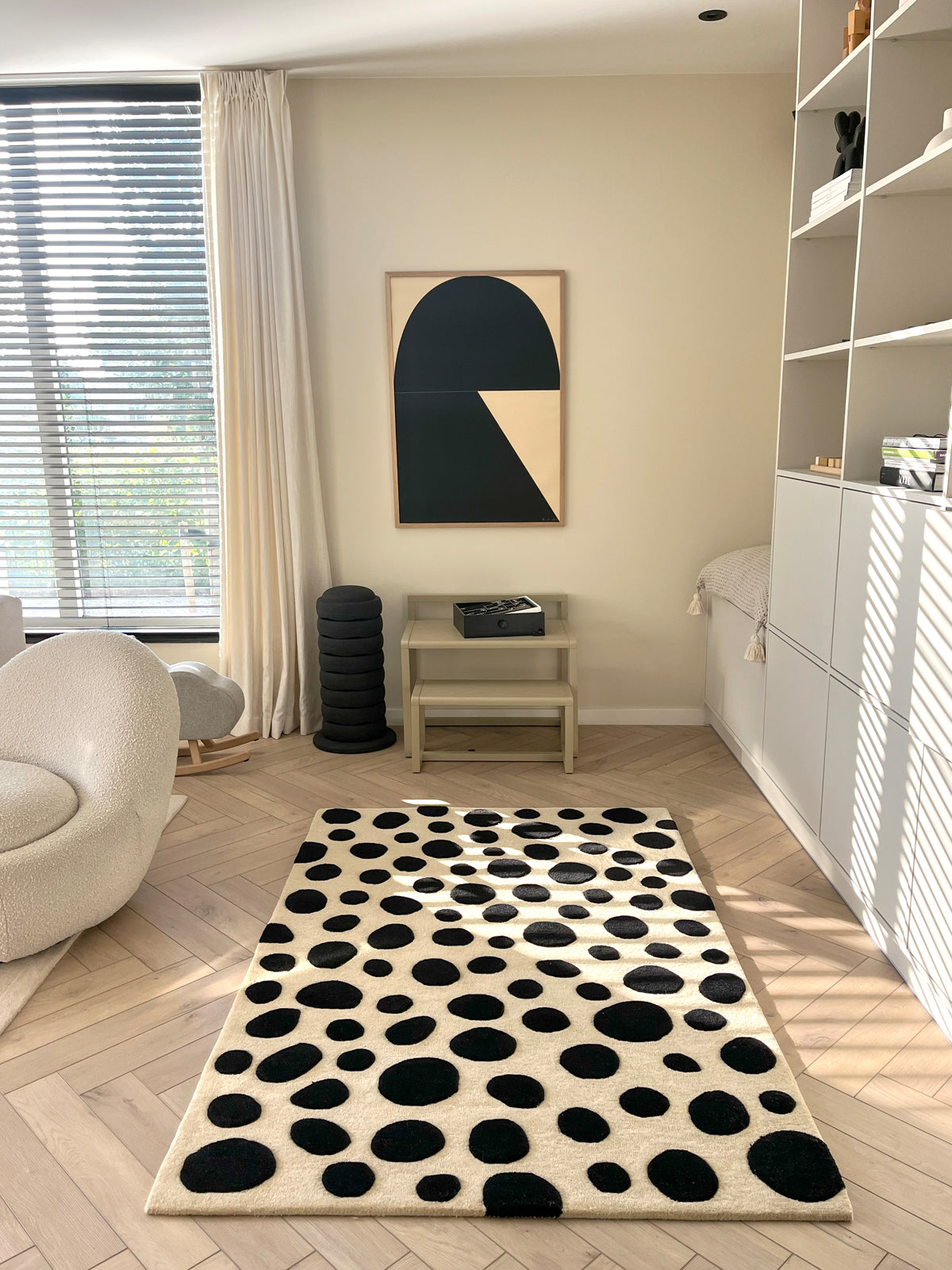Maison Deux Rug CHEETAH Beige / Black Print Round Diam. 3.9ft | Playroom Avenue