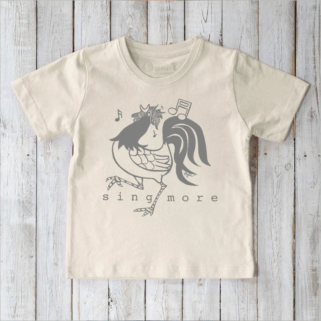 Uni-T "Sing More" Rooster T-Shirt for Kids Ivory | Playroom Avenue