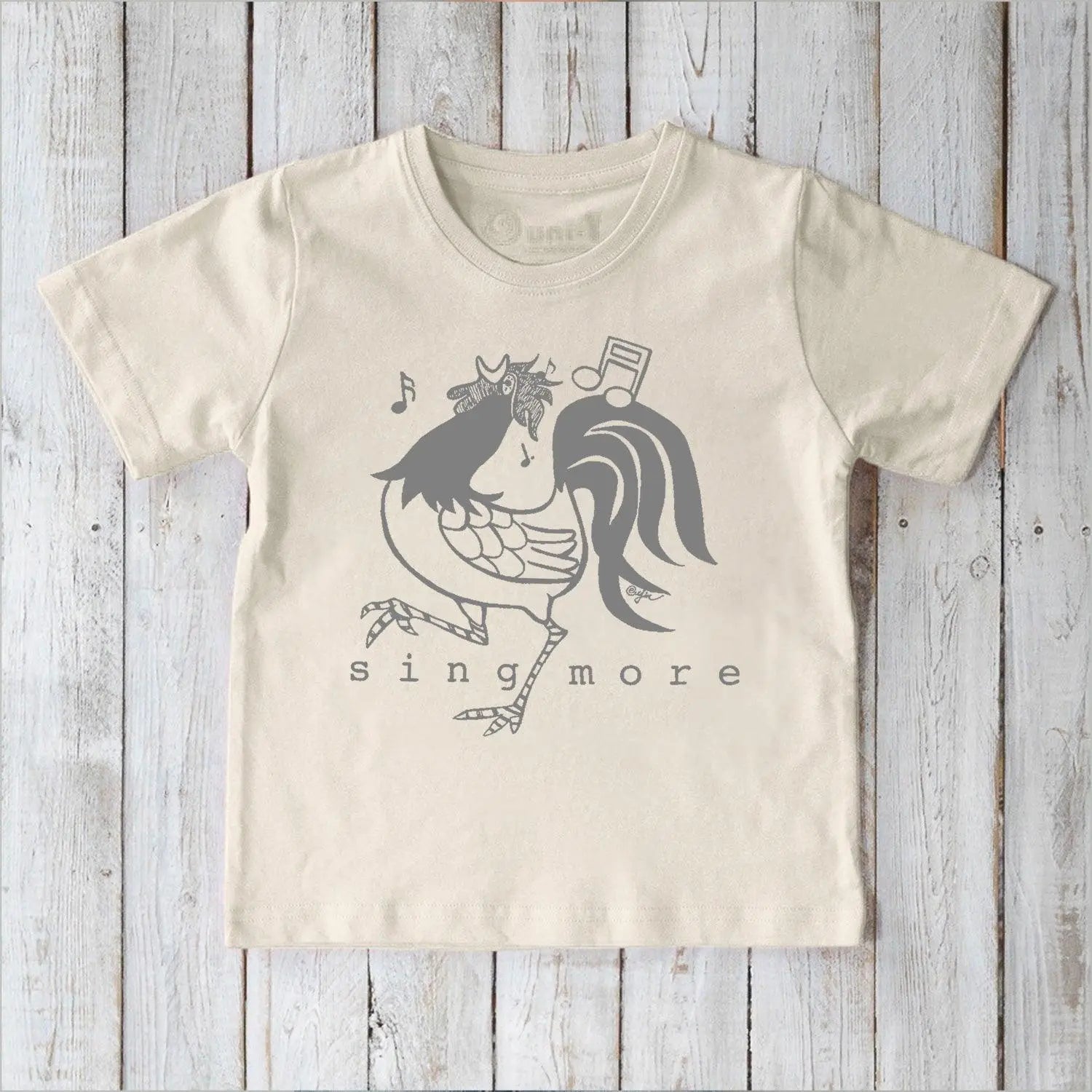 Uni-T "Sing More" Rooster T-Shirt for Kids Ivory | Playroom Avenue
