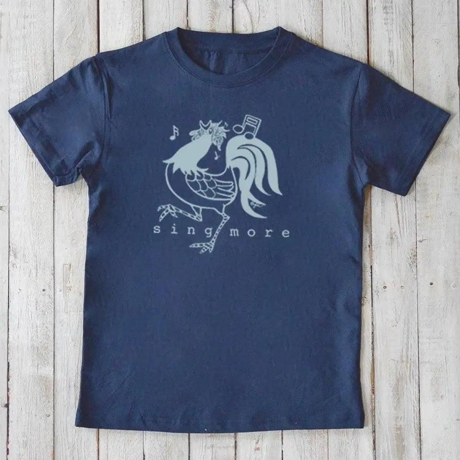 Uni-T "Sing More" Rooster T-Shirt for Kids Navy | Playroom Avenue