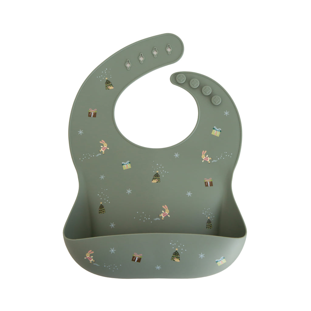 Mushie Silicone Baby Bib Christmas Bunny | Playroom Avenue