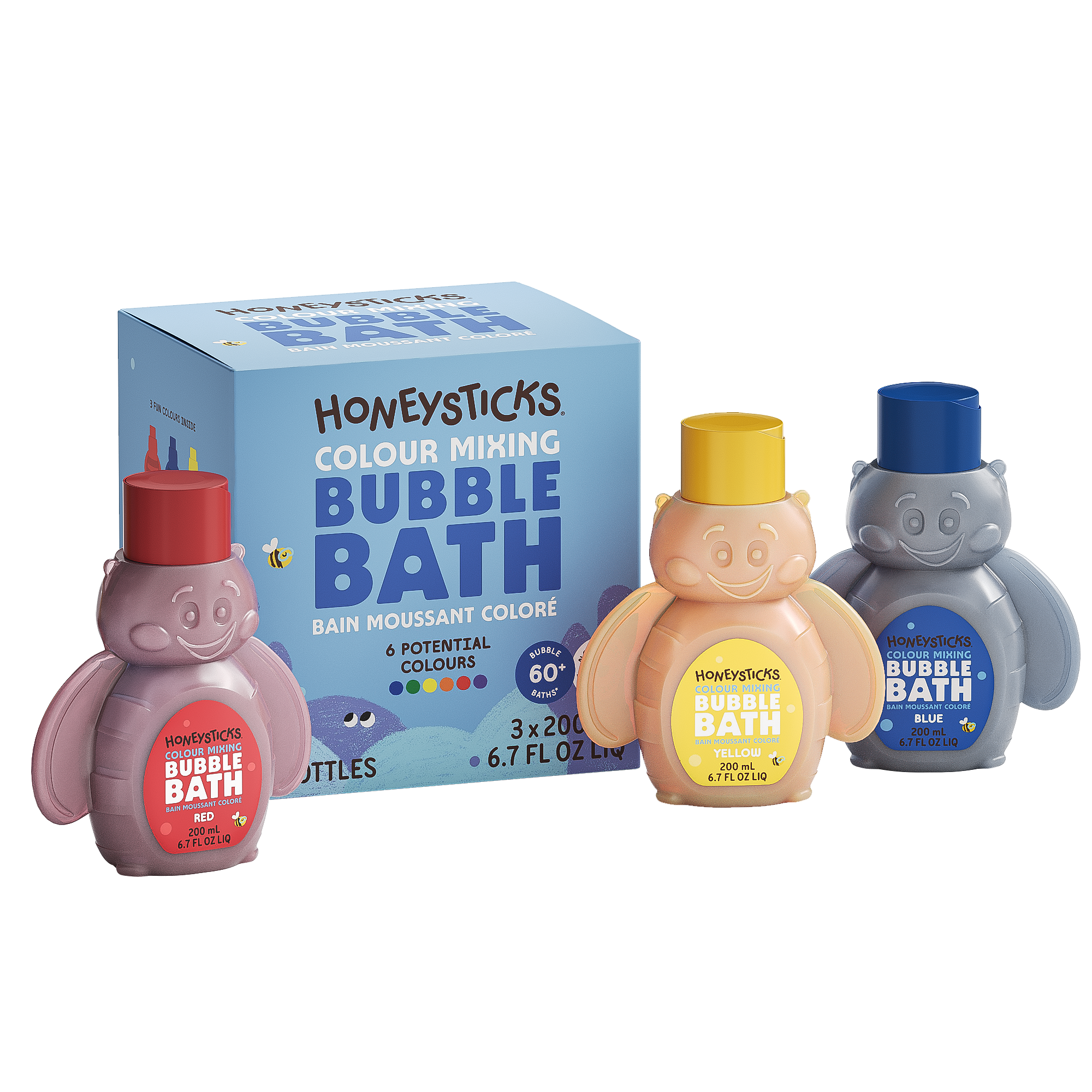 Honeysticks Bubble Bath Color Mixing 3pk 200ml | Playroom Avenue