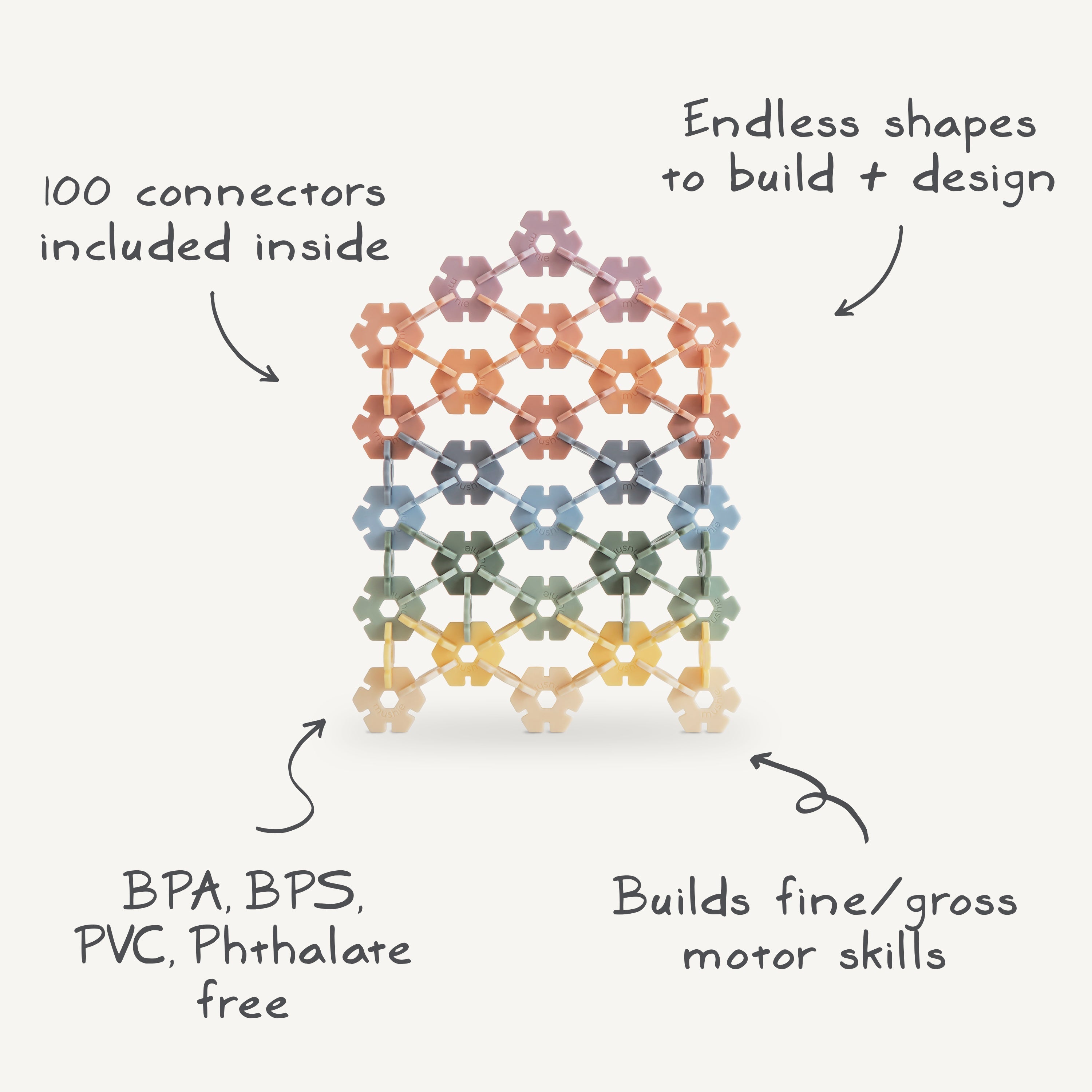 Mushie HEX Connect Building Toy Set | Playroom Avenue