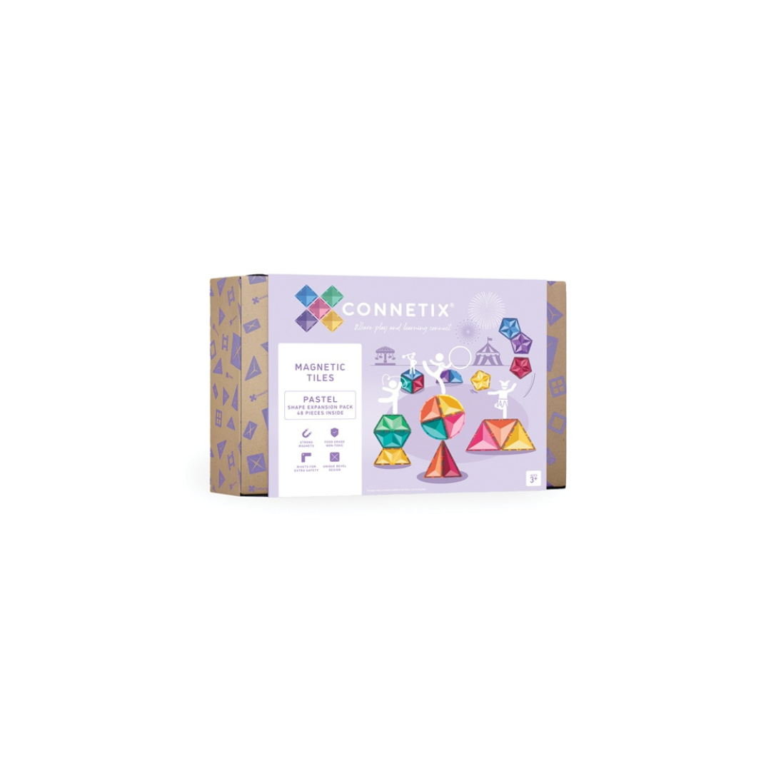 Connetix Magnetic Tiles | Pastel Expansion Pack (48 pcs) | Playroom Avenue