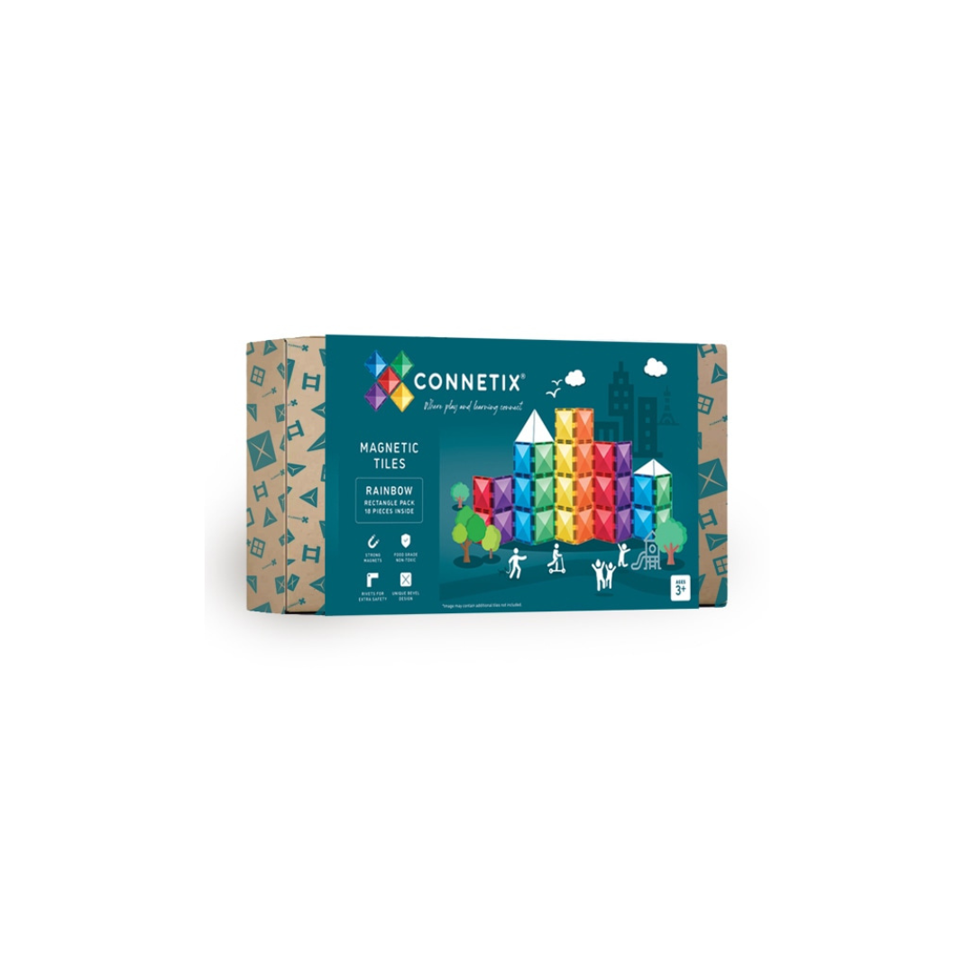 Connetix Magnetic Tiles | Rainbow Rectangle Pack (18 pcs.)