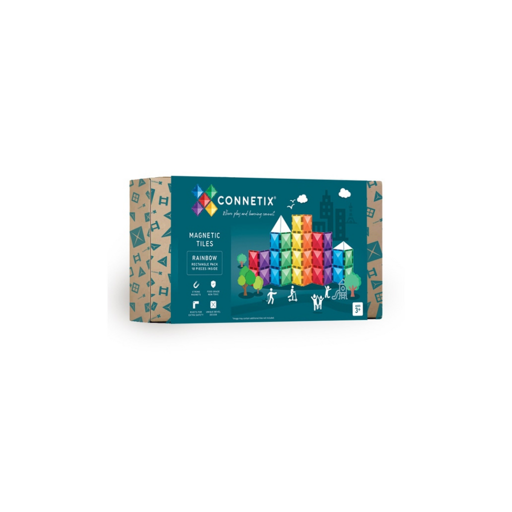 Connetix Magnetic Tiles | Rainbow Rectangle Pack (18 pcs.)