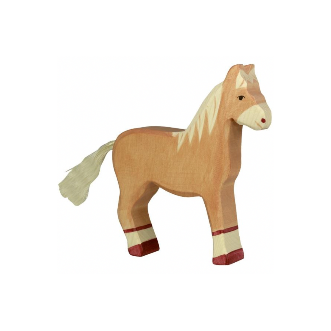 Holztiger Wooden Standing Light Brown Horse Figure | Playroom Avenue