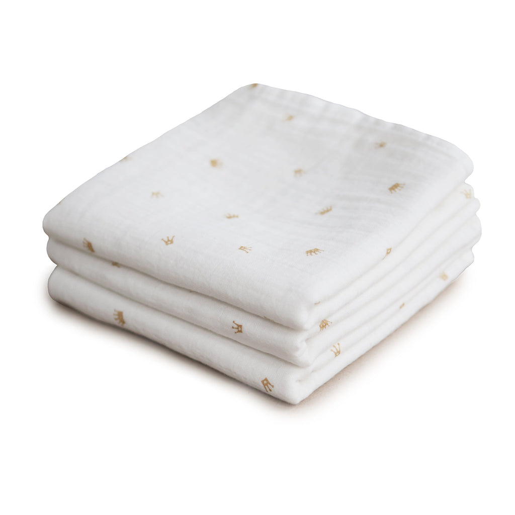 Mushie Organic Cotton Muslin Cloths 3-Pack | Playroom Avenue
