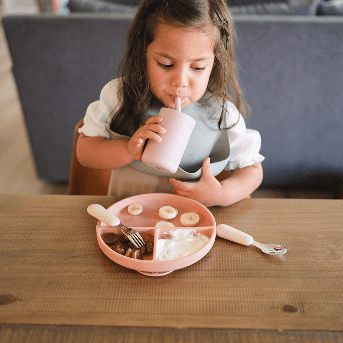bug + bean kids Silicone Cup with Lid + Straw | Playroom Avenue